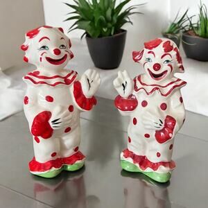 Vintage JAPAN CLOWN Salt & Pepper Shakers SET 1950s EUC 4” High 1677-57